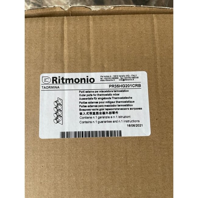 Ritmonio Ritmonio Taormina Inbouwthermostaat met 3 stopkranen   kleur Black Chrome