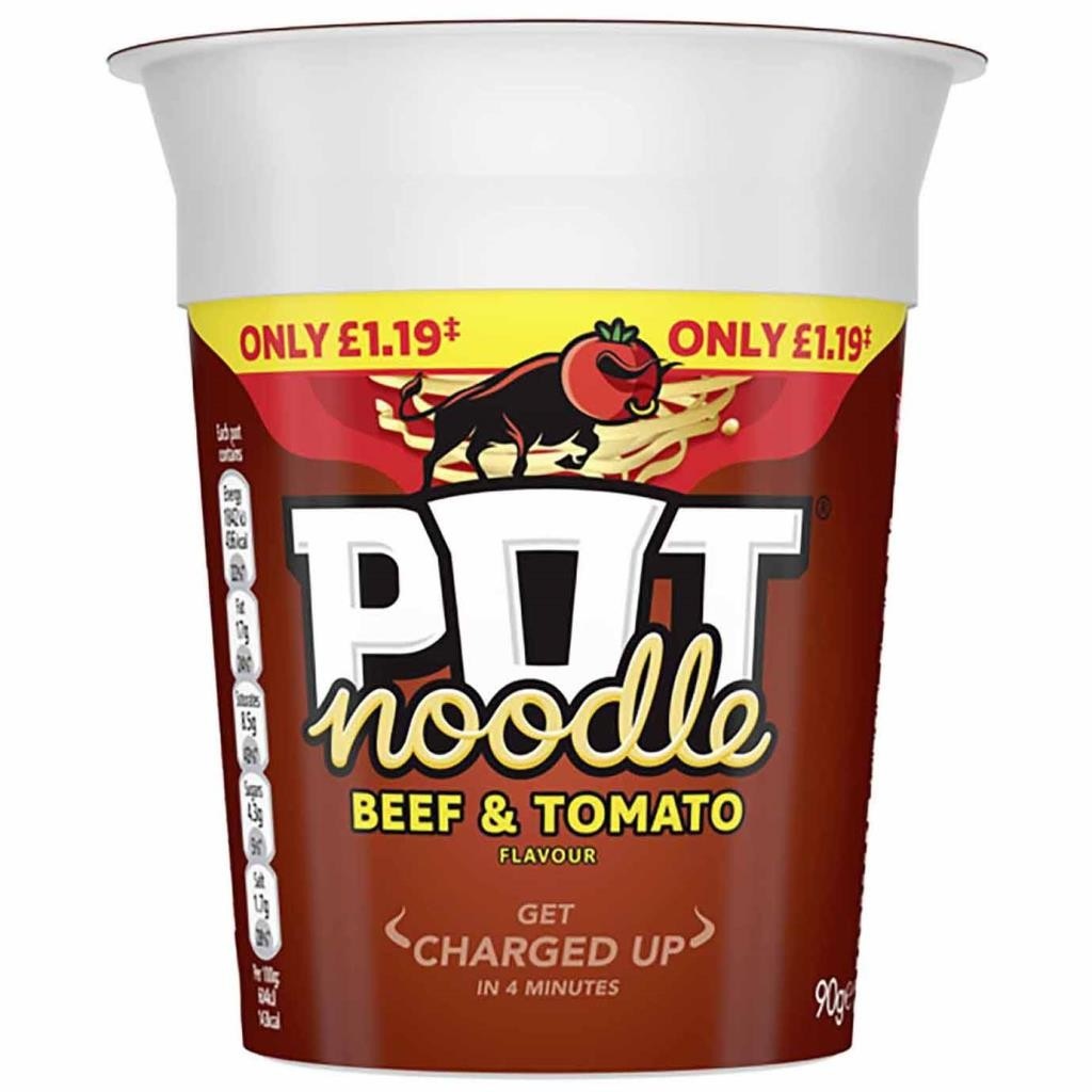 Pot Noodle Pot Noodle Beef & Tomato 90g Russells British Store Pot Noodle Pot Noodle Beef & Tomato 90g Russells British Store