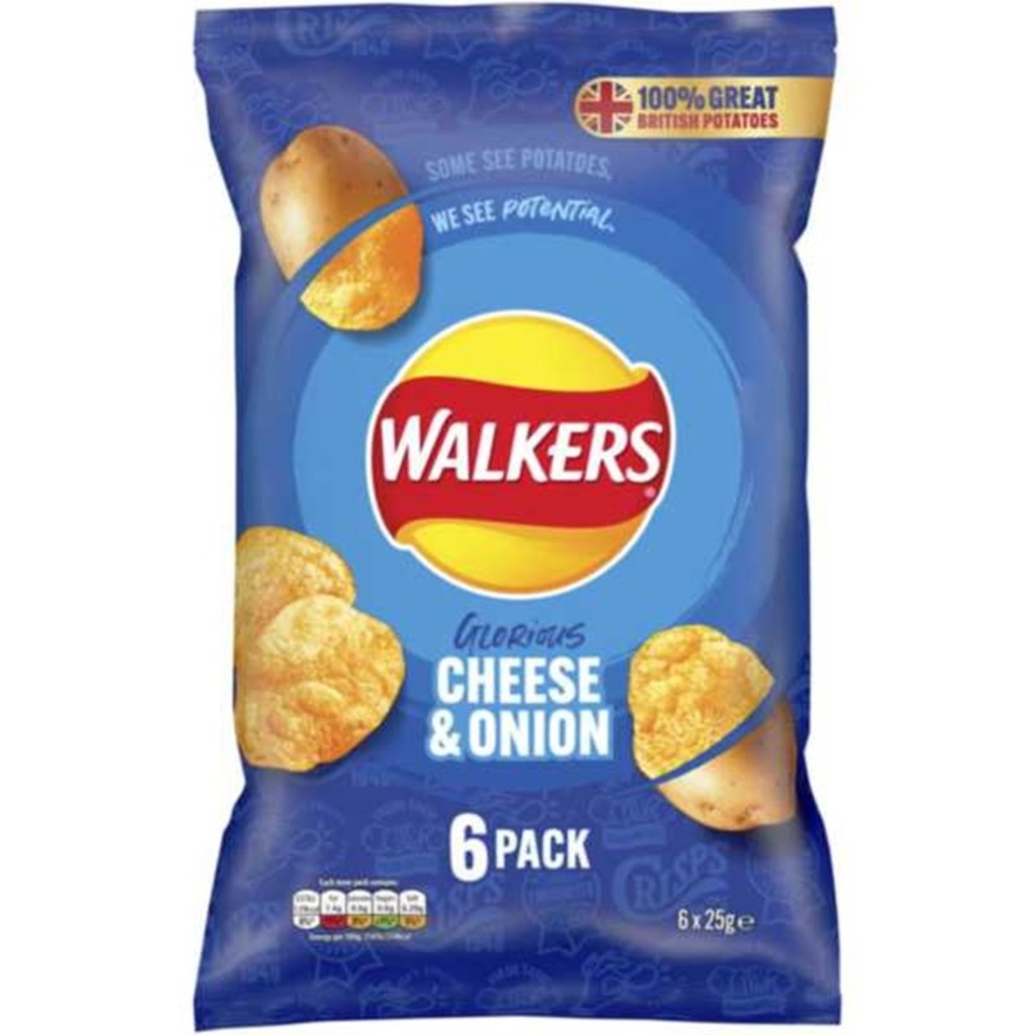 Walkers Walkers Cheese and Onion 6pk Russells British Store