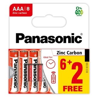 Panasonic AAA Batteries 6+2pk
