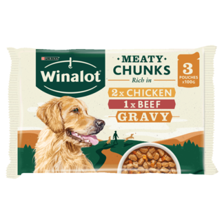 Winalot Pouches Chicken & Carrot Mixed in Gravy 3x100g