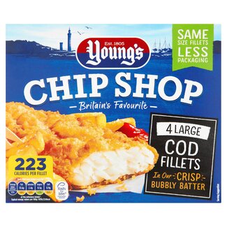 Youngs Chip Shop 4 Cod Fillets in Batter 440g