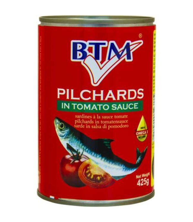 BTM Pilchards in Tomato Sauce 425g Russells British Store
