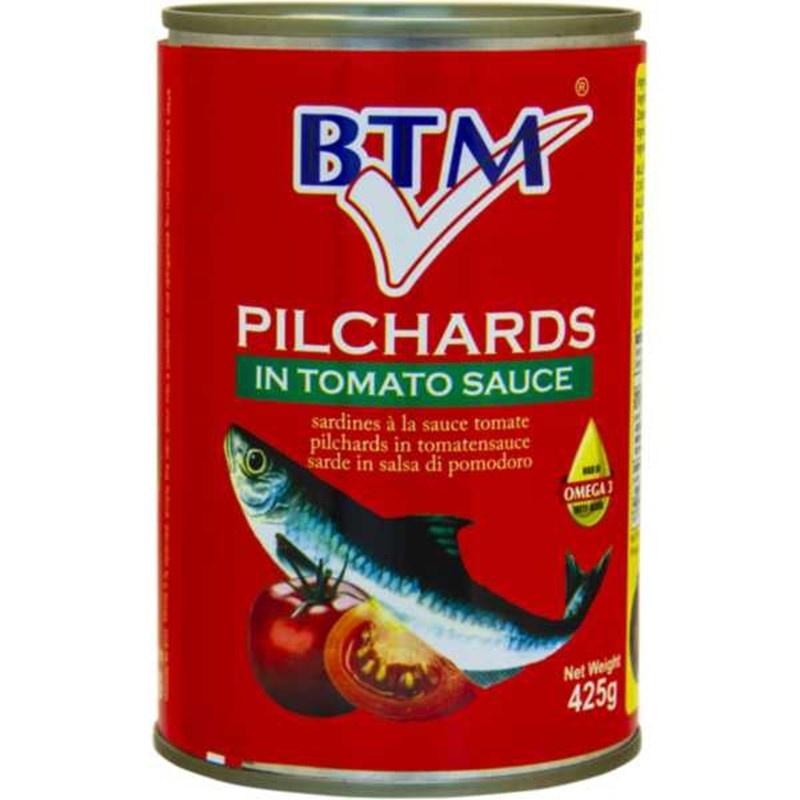 BTM Pilchards in Tomato Sauce 425g Russells British Store
