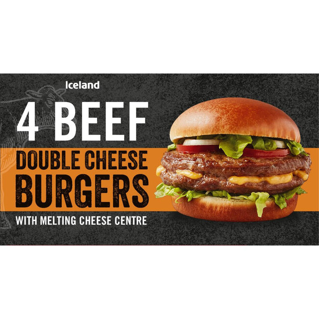 4 Beef Double Cheese Burgers 454g