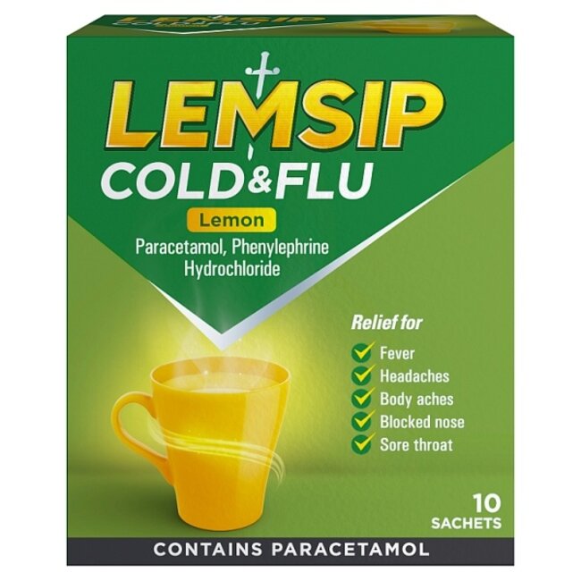 Lemsip Cold & Flu Sachets Lemon 10's