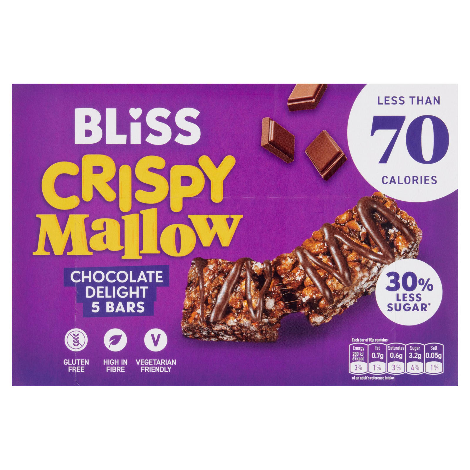 Bliss Crispy Chocolate Marshmallow Bars 5x19g Russells British Store