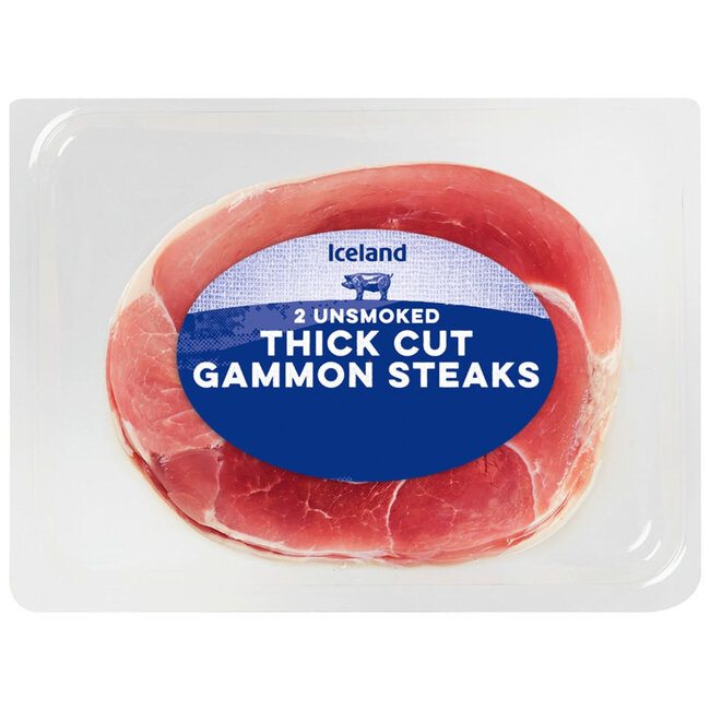 2 Unsmoked Thick Cut Gammon Steaks 400g