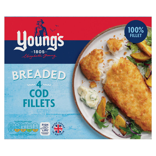 Breaded 4 Cod Fillets 400g