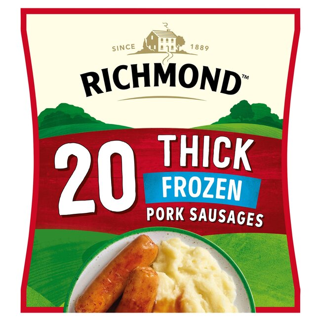 20 Thick Frozen Sausages 860g