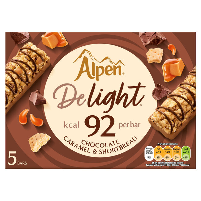Alpen Delight Chocolate Caramel & Shortbread 5 Bars