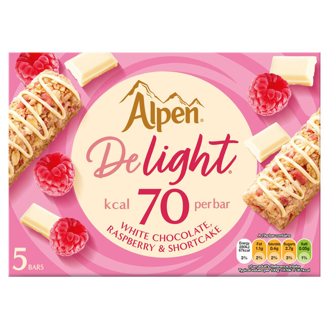 Alpen Delight White Choc & Raspberry 5 Bars