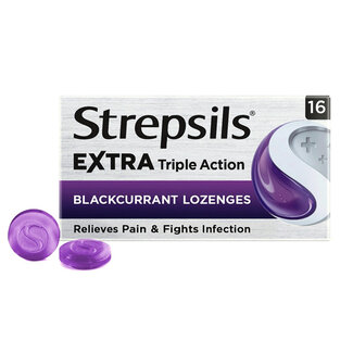 Strepsils Extra Triple Action Blackcurrant 16pk