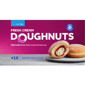 Country Style 10 Real Dairy Cream Doughnuts 520g