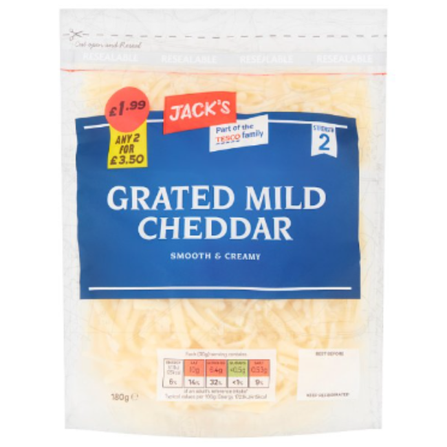 Grated Mild Cheddar 180g