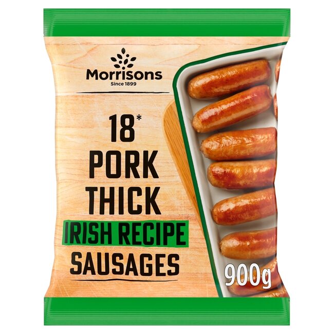 18 Irish Thick Sausages 900g