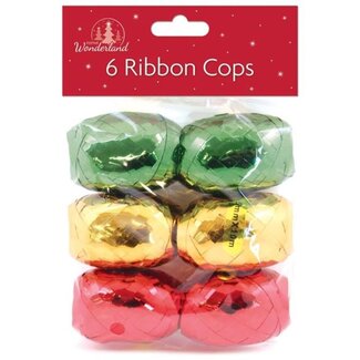 Pack of 6 Christmas Ribbon Traditional Cops