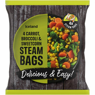 Iceland Carrots, Broccoli & Sweetcorn Steam Bags 640g