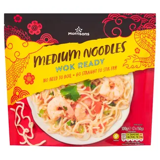 Morrisons Straight to Wok Medium Noodles 2 x 150g