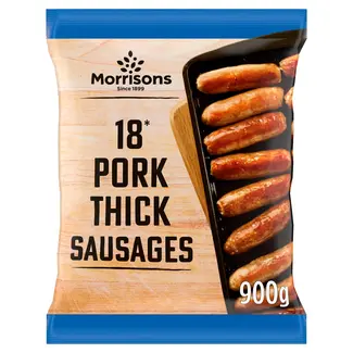 Morrisons 18 Thick Pork Sausages 900g