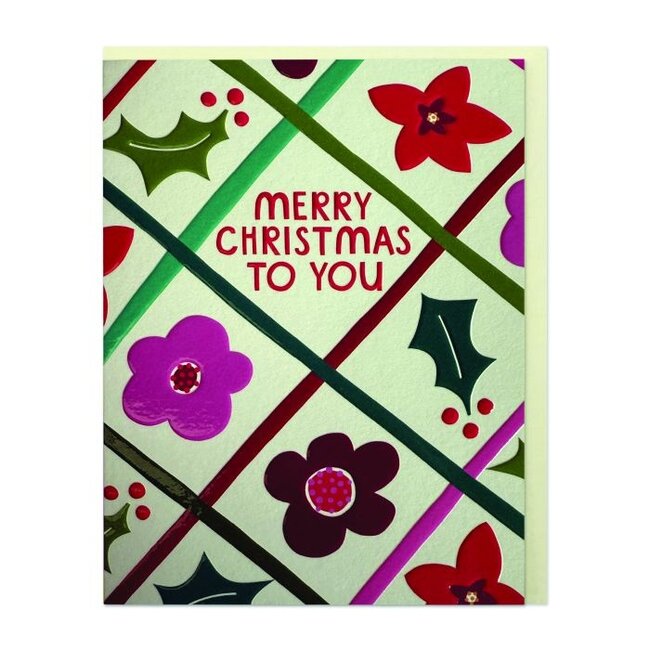 Raspberry Blossom Merry Christmas Card