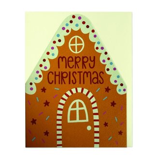 Raspberry Blossom Merry Christmas Gingerbread House Card