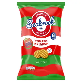 Seabrook Crinkle Cut Tomato Ketchup Crisps 6 Pack