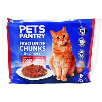 Pets Pantry Chunks in Gravy Chicken & Tuna Cat Food 4x85g