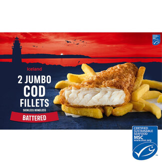 Iceland 2 Jumbo Battered Cod Fillets 410g