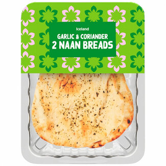 Iceland 2 Garlic & Coriander Naan Breads 220g