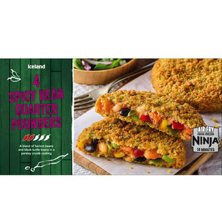 Iceland 4 Spicy Bean Quarter Pounders 454g