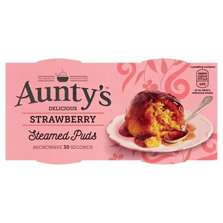 Auntys Strawberry Steamed Puddings Pots 2x95g