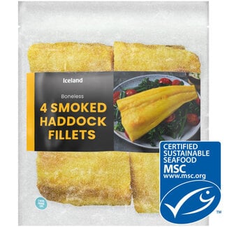 Iceland 4 Smoked Haddock Fillets 500g