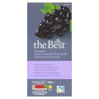 Morrisons The Best Rum & Raisin Dark Chocolate 100g