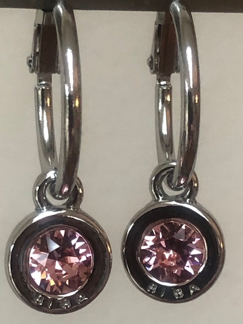 Oorbellen Biba zilver/rose kristal