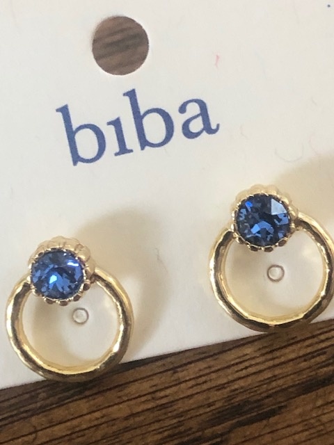 Biba  Oorbellen Biba goud /blauw sapp