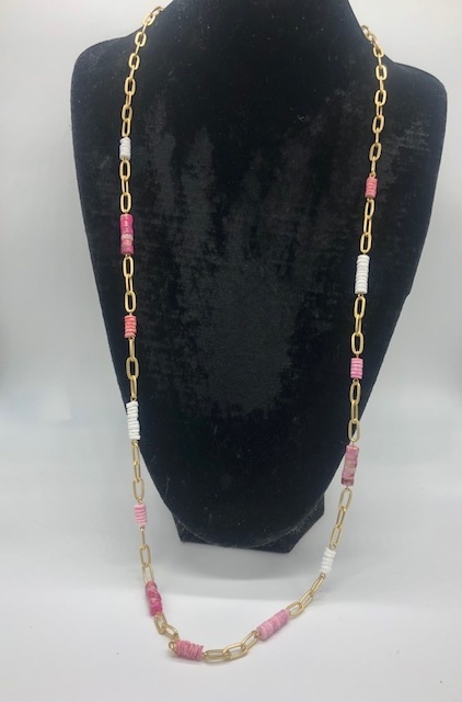 Biba  Lange ketting Biba goud/roze