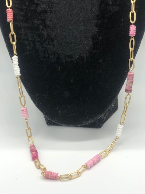 Biba  Lange ketting Biba goud/roze