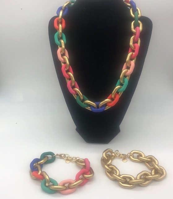 Biba  Ketting Biba goud/mix/roze/groen/oranje/blauw/mat