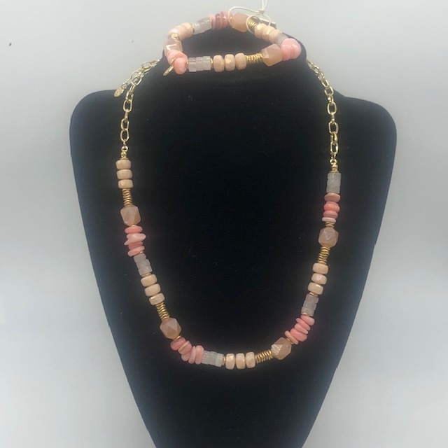 Biba  Ketting Biba goud/mix roze /zalm /lila