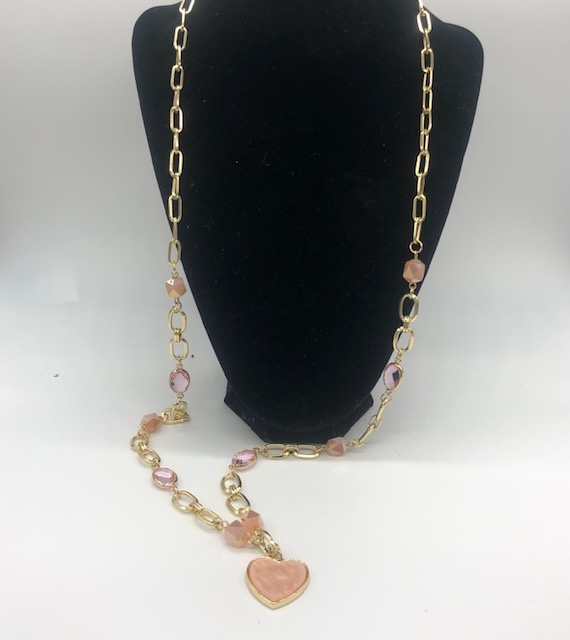 Biba  ketting Biba lang/goud/zalm rose