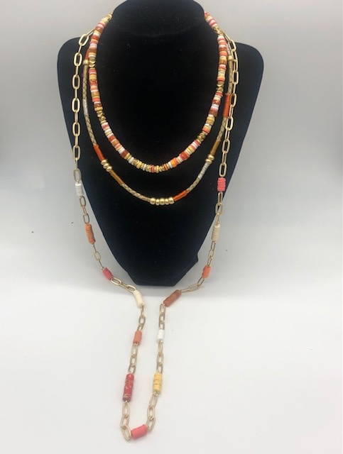 Biba  Ketting Biba goud/oranje mix