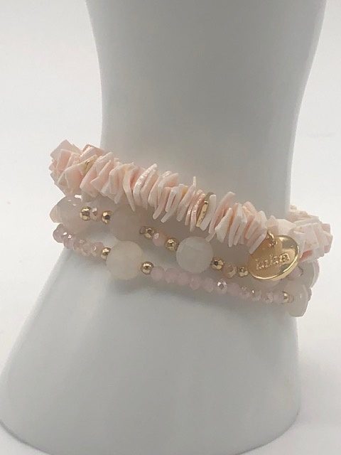 Biba  Armbandjes Biba goud/licht roze creme