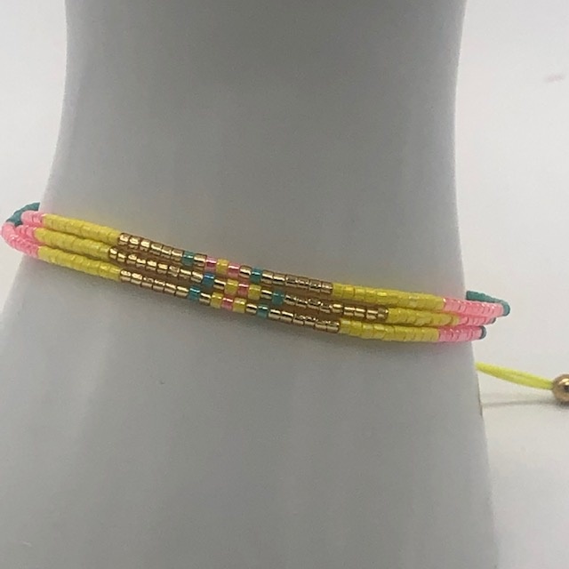 Biba  Armbandje Biba mix/geel/groen/zalm goud