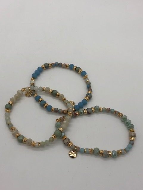 Biba  Armbandjes Biba in goud/blauw/zacht blauw groen