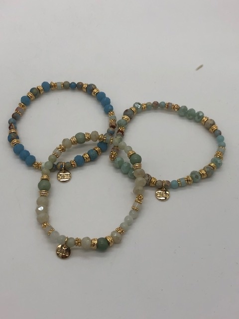 Biba  Armbandjes Biba in goud/blauw/zacht blauw groen