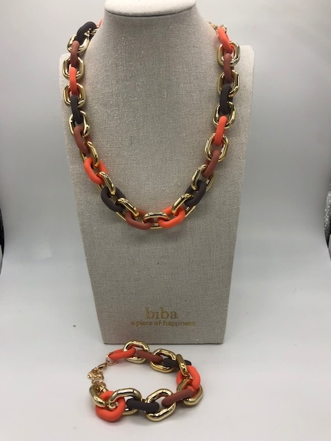 Biba  Ketting Biba goud/oranje bruin