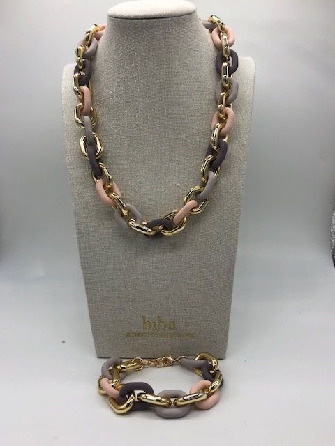 Biba  Ketting Biba goud/grijs/rose/licht grijs