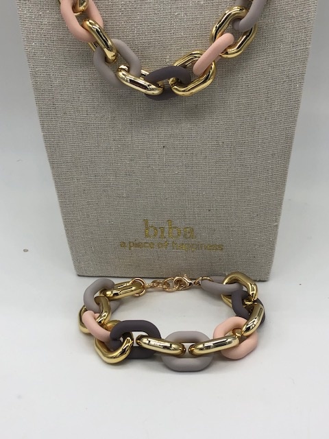 Biba  Ketting Biba goud/grijs/rose/licht grijs