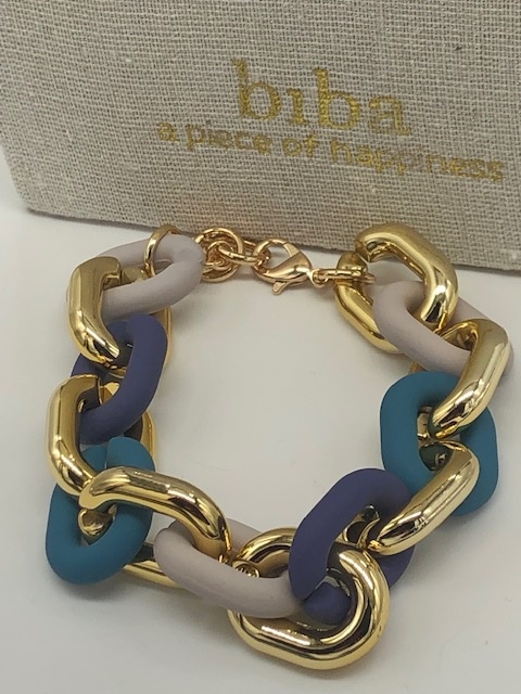 Biba  Armbandje Biba goud/blauw/licht grijs